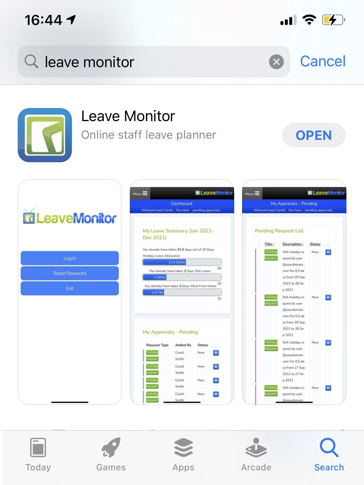 leave monitor ios app